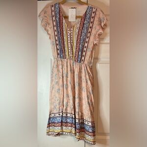 Haptics by Holly Harper Floral Midi Boho Dress Size Medium‎ New
